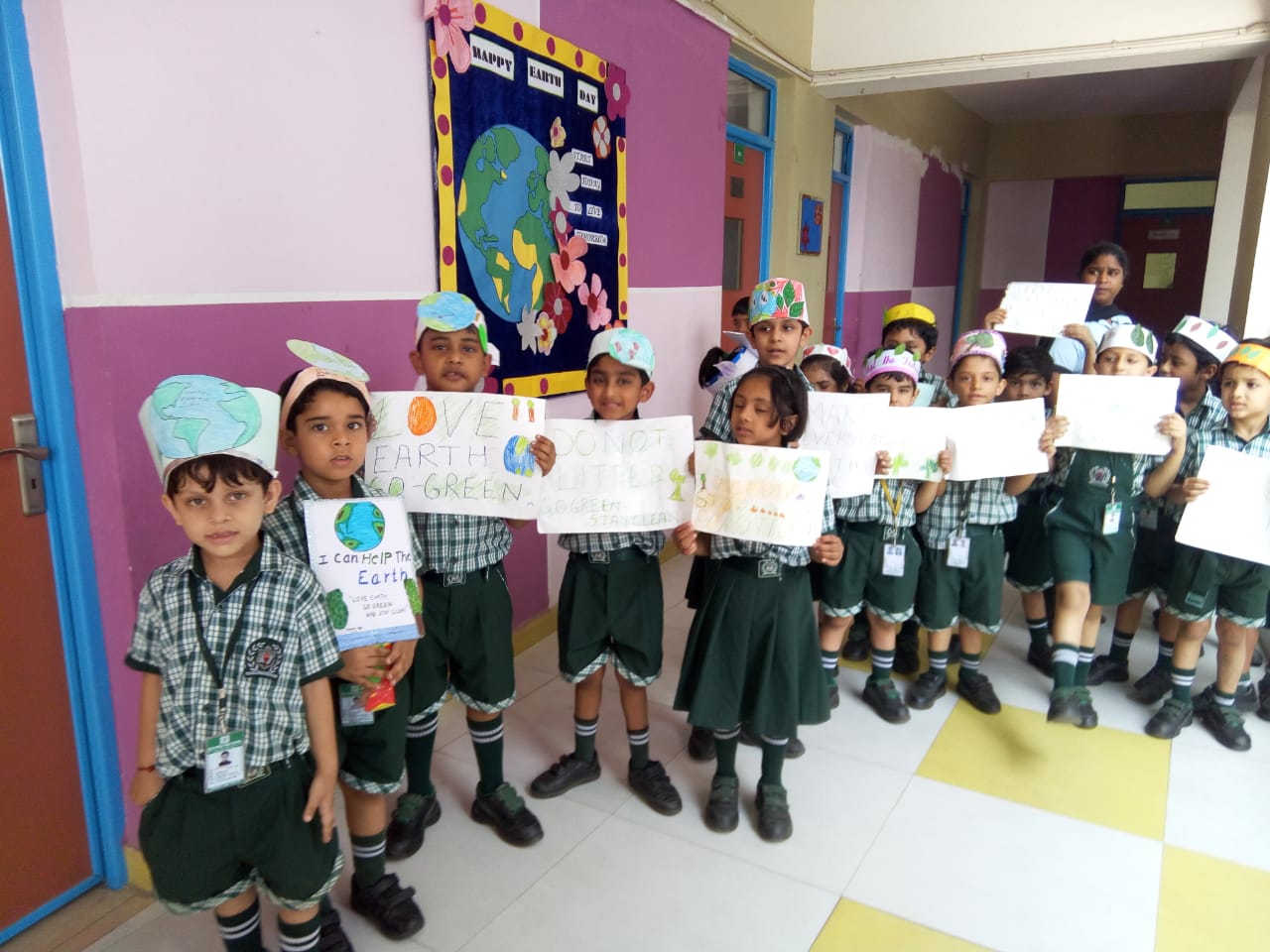 Earth Day Rally With Placards and slogans - Delhi World Public School